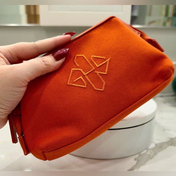 Ettinger for ANA - Orange Canvas/Leather Cosmetic/Travel Bag & Hideaway Tote EUC - Picture 8 of 16